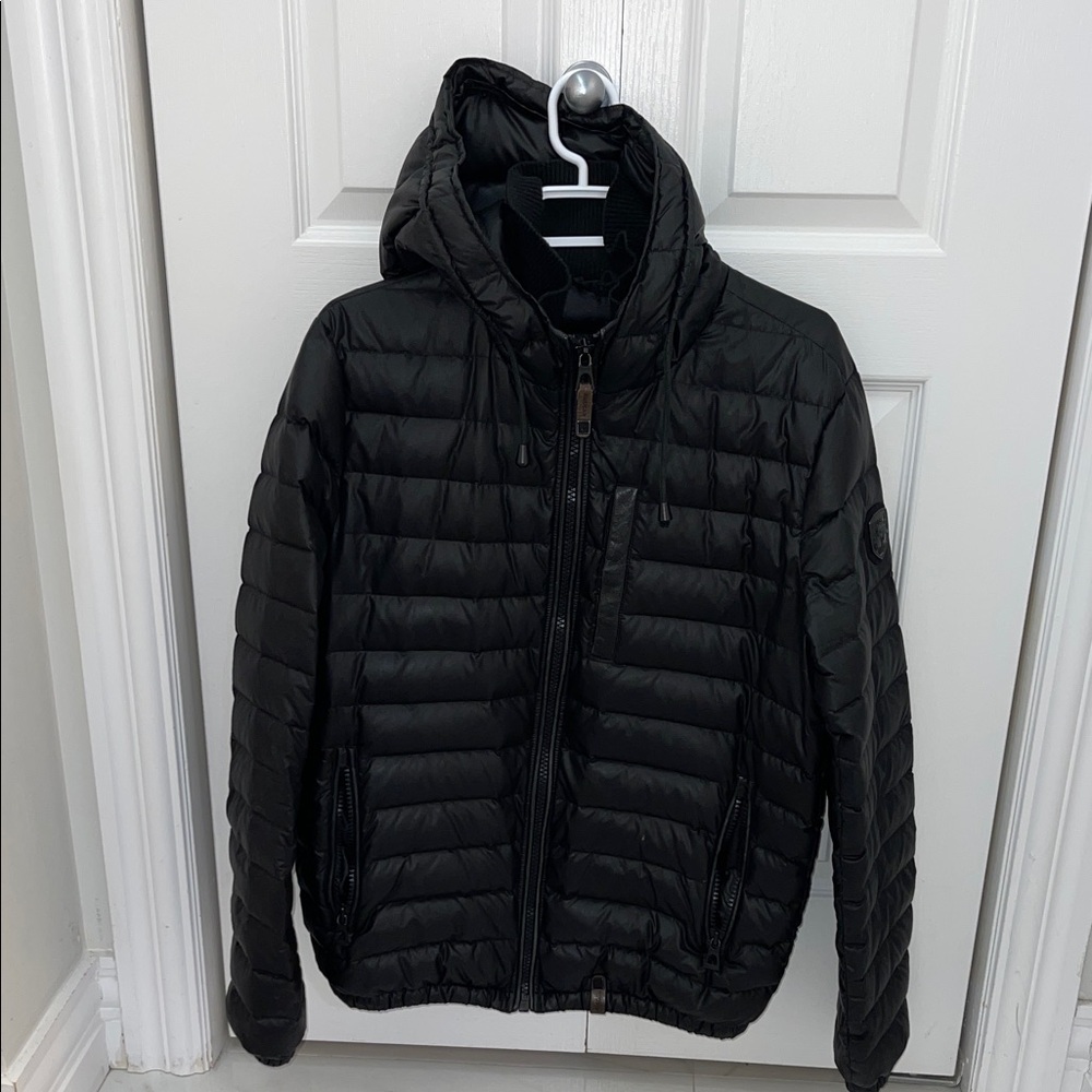 RUDSAK Men's Black Puffer Jacket with Hood